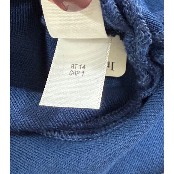 St. John Navy Blue Pencil Skirt Ruffle Hem Wool Blend Knee Length Classic Size 0 - Picture 10 of 12